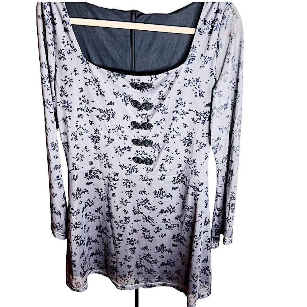 Daisy Street Gray/Black Floral Long Sleeve Mini dress Size 10